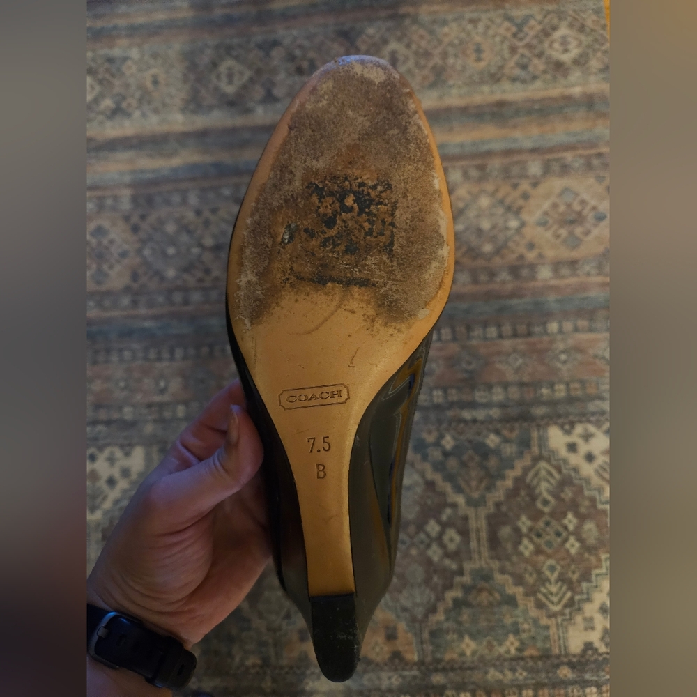 Coach Black Patent Leather Wedge Shoes - Picture 8 of 8